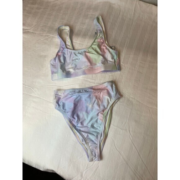 Abstract Pastel Colors Bandeau 2 Piece Bikini‎ Size XS RefN11 - Picture 6 of 9